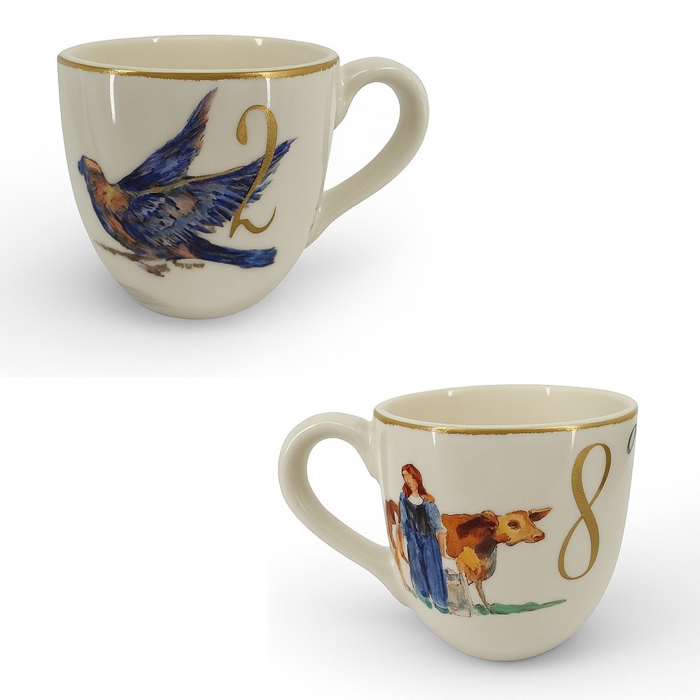 Williams Sonoma‎ 12 Days Christmas Gold Numbers Mug 2012 2 & 8 Coupe